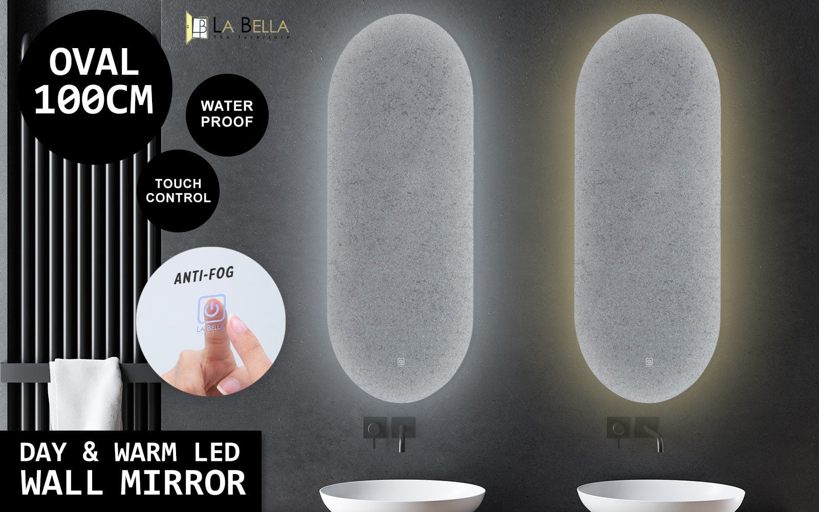 La Bella Oval LED Wall Mirror | V274-FT-BM-LEDOV-45100