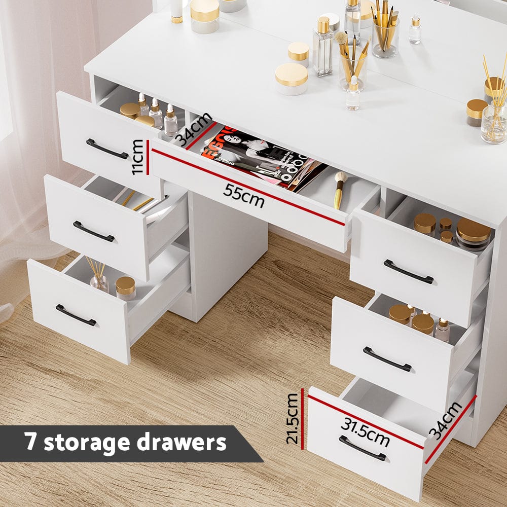 Artiss Debbie Hollywood Makeup Mirror and Table Set White