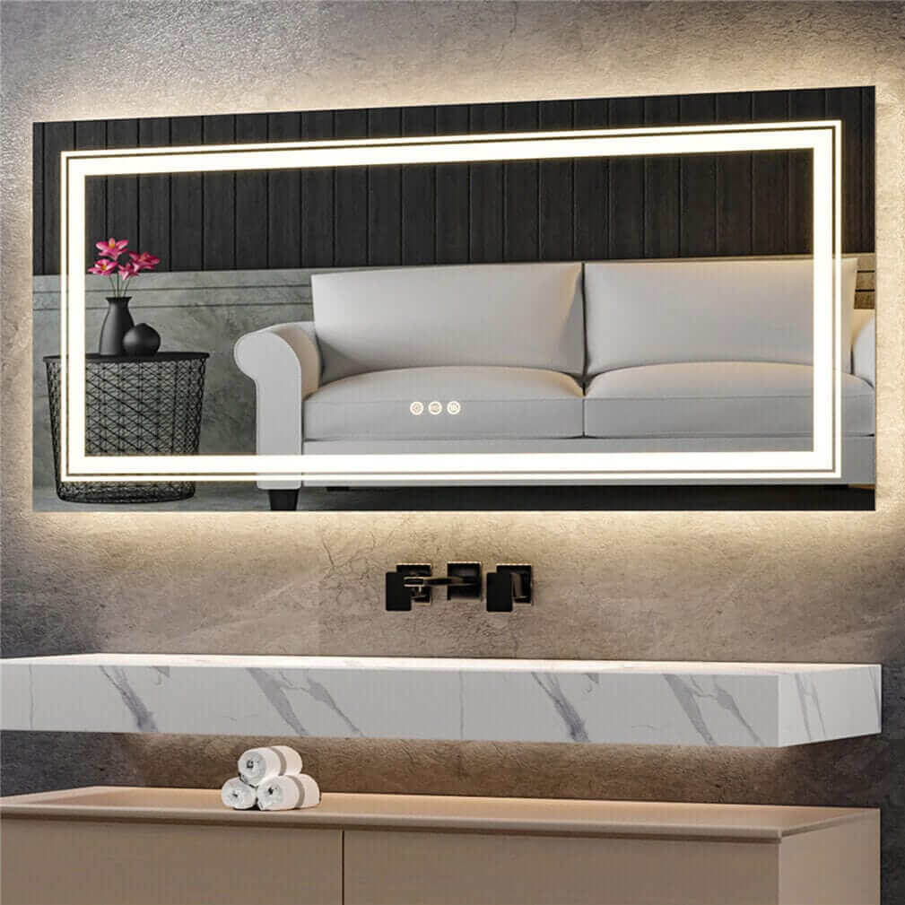 Rectangular LED Backlit Bathroom Wall Mirror – Mirror Space Australia