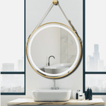 Interior Ave - LED Round Hanging Salon / Bathroom Wall Mirror - Gold - 60cm V355-IA-RWM-GD-60
