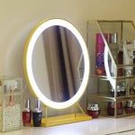 Gold Round LED Makeup Mirror Desktop  V324-CS-HOMIRGD403