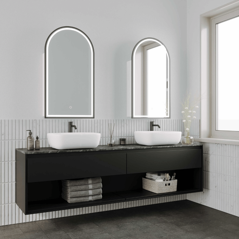 Remer Remer Blanca LED Smart Mirror Shaving Cabinet 50 x 90cm Matte Black BR50D-MB