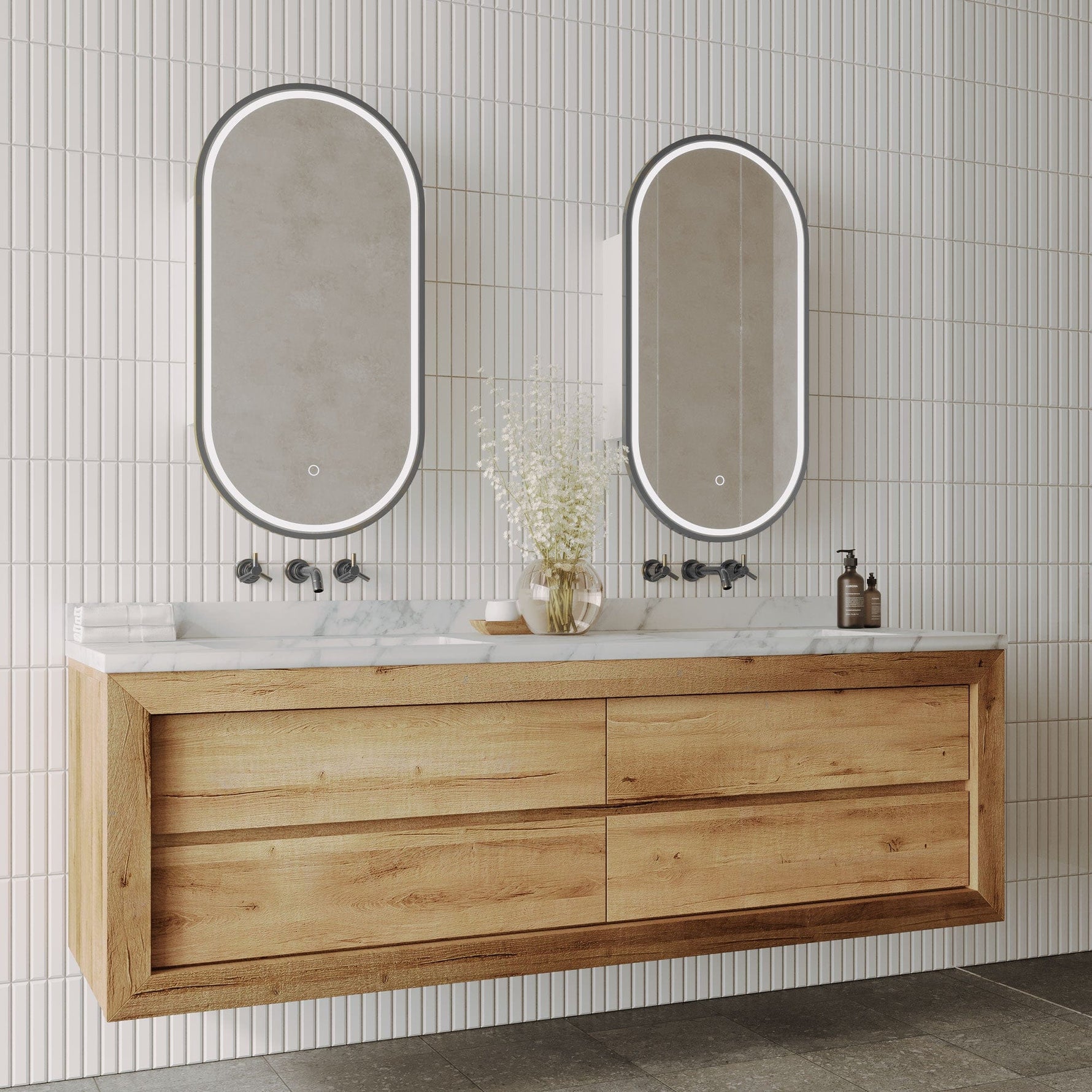 Remer Remer Capsule LED Smart Mirror Shaving Cabinet 450 x 150cm Gun Metal CR45D-GM