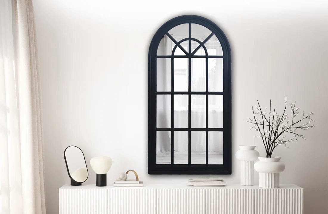 Style By Inspiration Black Arch Window Style Mirror Hamptons 70x130cm V292-MIRR-ARCH001