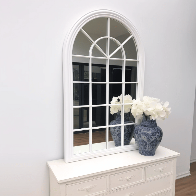 Elegant Collections White Arch Window Style Mirror V292-MIRR-ARCH002