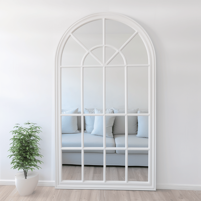 Elegant Collections White Arch Window Style Mirror V292-MIRR-ARCH002
