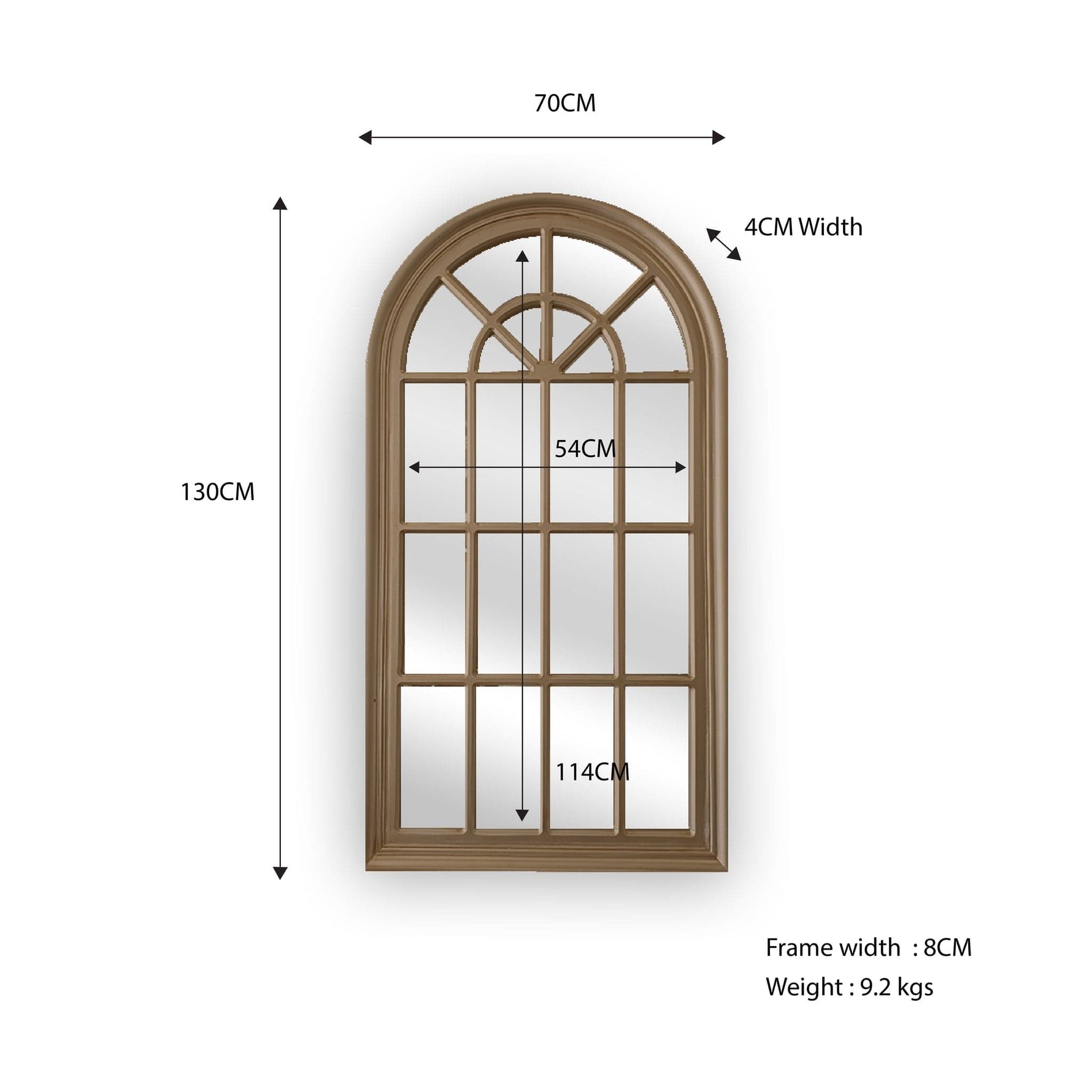 Style By Inspiration Brown Arch Window Style Mirror V292-MIRR-ARCH003