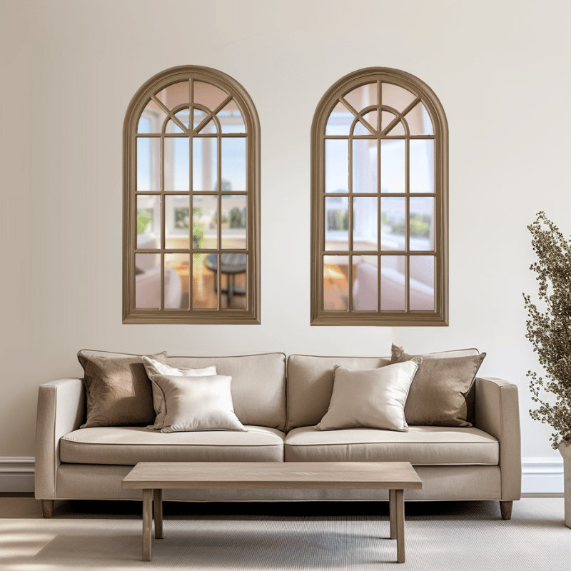Style By Inspiration Brown Arch Window Style Mirror V292-MIRR-ARCH003
