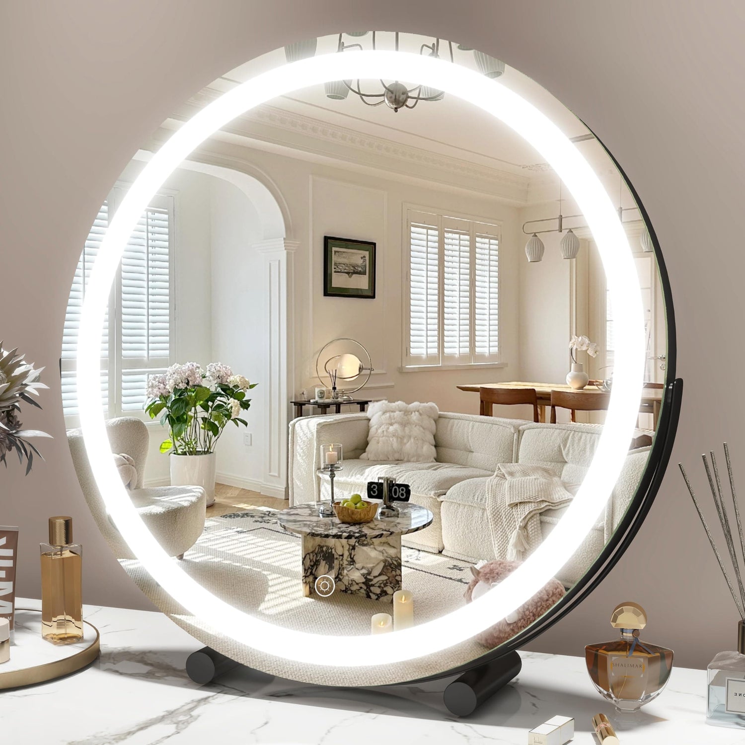 Vierose Black V324-HO-MIRROR40CM-BK